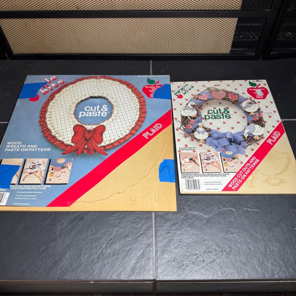 Vintage Plaid Apple Bits Wood Wreath Kit Folk Art Geese Foliage Wreath 2 Pack